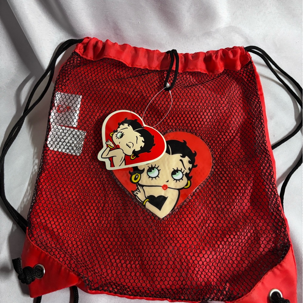 Betty‎ Boop Red Heart Mesh Travel Bag